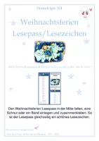 Vorschau - Arbeitsblätter - Weihnachtsferien Lesepass/Lesezeichen - Deckblatt
