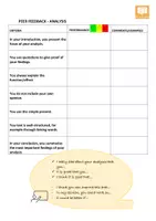 Vorschau - Arbeitsblätter - Englisch Oberstufe - Peer Feedback - Analysis /Analyse - Deckblatt