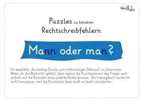 Vorschau - Stationenlernen - Mann oder man - Puzzle - Rechtschreibung - Seite 1