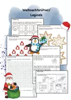 Vorschau - Mal- und Bastelvorlagen - Weihnachtsrätsel, Logicals, Deutsch und Mathe Klasse 1-4 - Deckblatt