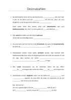 Vorschau - Arbeitsblätter - Dezimalzahlen - Lückentext und Übung - Deckblatt