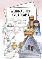 Vorschau - Stationenlernen - Weihnachts-Quadrama - Weihnachten - Quadrama - Weihnachtsgeschichte - Jesus wird geboren - Deckblatt