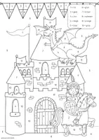 Vorschau - Arbeitsblätter - Malen nach Zahlen - Märchen (Ritter/Prinzessin) - Seite 1
