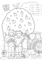 Vorschau - Arbeitsblätter - Malen nach Zahlen - Bauernhof/Garten/Wald - Seite 1