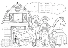 Vorschau - Arbeitsblätter - Malen nach Zahlen - Bauernhof/Garten/Wald - Seite 3