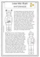 Vorschau - Arbeitsblätter - Lese-Mal-Blätter WINTERKINDER - Seite 1