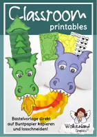 Vorschau - Mal- und Bastelvorlagen - Drachen basteln Hängedeko Fasching Märchen - Deckblatt
