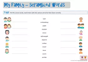 Vorschau - Arbeitsblätter - My family - Scrambled words - Seite 2
