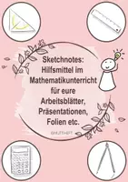 Vorschau - selbst erstellte Cliparts/Grafiken - Kostenlose Sketchnotes zum Thema "Hilfsmittel im Mathematikunterricht" - zwei Varianten je Motiv - Deckblatt