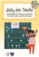 Vorschau - Poster - Satz der Woche / Wort des Tages - Tafelmaterial Satzglieder bestimmen #edukilights22 - Deckblatt