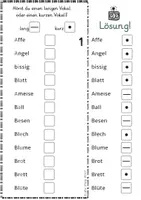 Vorschau - Arbeitsblätter - 20 ABs zum Thema: langer Vokal & kurzer Vokal mit Lösungen - Seite 1