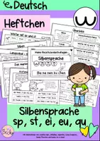 Vorschau - Arbeitsblätter - Rechtschreibstrategie Silbensprache (sp, st, ei, eu, qu) Selbstlernheft - Deckblatt