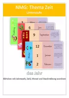 Vorschau - Bildkarten - Legekarten zuordnen: Jahreszeiten, Monate und Beschreibung (editierbar) - Deckblatt