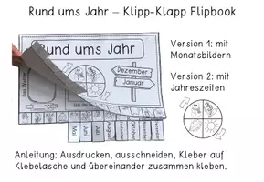 Vorschau - Arbeitsblätter - Rund ums Jahr Flip Book - eine Bastelvorlage für die Themen Jahreszeiten, Monate, Kalender - Seite 1