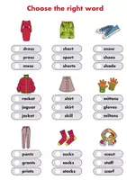 Vorschau - Arbeitsblätter - Clothes worksheet: trace and match, choose word, what to wear in snow, winter shopping - Seite 2