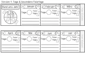 Vorschau - Arbeitsblätter - Rund ums Jahr Leporello - eine Bastelvorlage für die Themen Jahreszeiten, Monate, Kalender - Seite 1