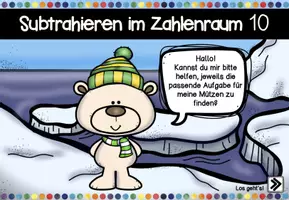 Vorschau - Spiele - Digitales/interaktives Lernspiel - Subtrahieren mit dem Eisbären im Zahlenraum 10 - Seite 3