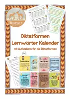 Vorschau - Präsentationen/Tafelbilder - Diktatformen Lernwörter Kalender - Deckblatt