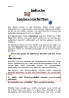 Vorschau - Arbeitsblätter - Speisevorschriften im Judentum - Deckblatt