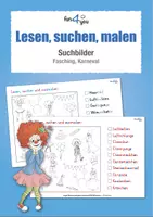 Vorschau - Arbeitsblätter - Lesen, suchen und ausmalen - Karneval, Fasching - Deckblatt