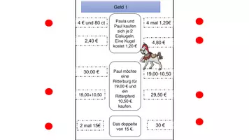 Vorschau - Aufgabenkarten - Umrechnung Geld - Seite 1