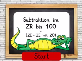 Vorschau - Spiele - Interaktives Spiel Subtraktion im ZR 100 ZE-ZE mit ZÜ - Mathematik Klasse 2 - Homeschooling - Deckblatt