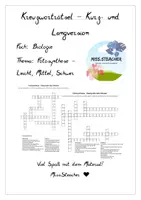 Vorschau - Spiele - Kreuzworträtsel Fotosynthese - 3 Schwierigkeitsstufen - Deckblatt