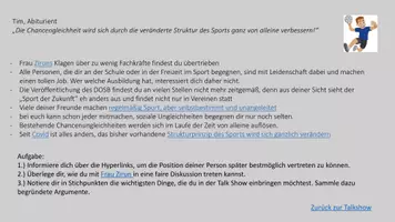 Vorschau - Aufgabenkarten - Talkshow Chancengleichheit Sport - Seite 2