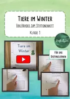 Vorschau - Stationenlernen - Tiere im Winter - Erklärvideo - Station 1 & 2 - passend zum Stationenheft "Tiere im WInter" - Deckblatt