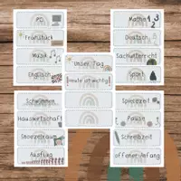 Vorschau - Bildkarten - Tagestransparenz - Regenbogen Boho blau - Deckblatt