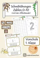 Vorschau - Arbeitsblätter - Ziffernschreibkurs 0-10 (mit der Affenbande) - Deckblatt
