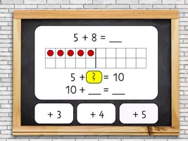 Vorschau - Spiele - Interaktives Spiel: Schrittweise über den Zehner - Addition - Spiel 3 - Seite 1