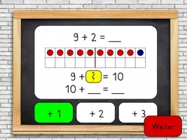 Vorschau - Spiele - Interaktives Spiel: Schrittweise über den Zehner - Addition - Spiel 1 differenziert - Seite 2