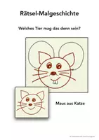 Vorschau - Mal- und Bastelvorlagen - Malgeschichte (Rätsel) / rhythmisches Zeichnen „Wer ist denn das? - Katze in MAUS“ (mit Theorie zum rhyth. Zeichnen/Malgeschichten) - mit VIDEO - Deckblatt