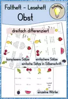 Vorschau - Arbeitsblätter - Faltheft Leseheft Obst 4-fach differenziert - Deckblatt