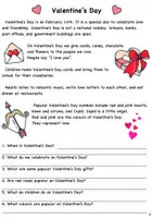 Vorschau - Arbeitsblätter - Valentines Day (Valentinstag) worksheet with story / word search / crossword / true false questions - Seite 1
