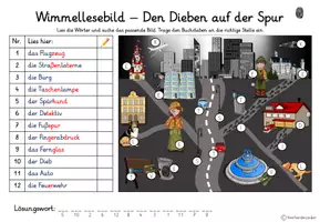 Vorschau - Arbeitsblätter - Wimmellesebild / Lesespur - Detektive - (digitale/interaktive und analoge Aufgabe) - Seite 3