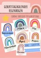 Vorschau - Bildkarten - Geburtstagskalender Übersicht Regenbogen - Deckblatt