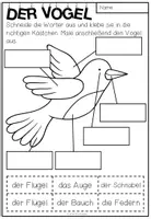Vorschau - Arbeitsblätter - FRÜHLING - Arbeitsblatt: Der Vogel (DAF/DAZ) - Seite 1