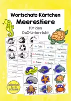 Vorschau - Spiele - Wortschatzkärtchen Meerestiere für den DaZ-Unterricht - Deckblatt