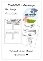 Vorschau - Arbeitsblätter - Knochen und Gelenke - Arbeitsblatt mit Zeichnungen - Deckblatt