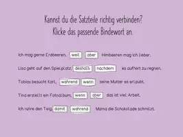 Vorschau - Interaktives Material - Interaktive PDF- Bindewörter einsetzen - Seite 3