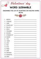 Vorschau - Arbeitsblätter - Valentine's day quiz game / Valentinstag Quizspiel Word scramble/Songs/Movie quotes/History questions - Seite 1