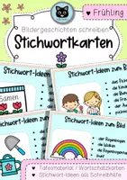 Vorschau - Präsentationen/Tafelbilder - Stichwortkarten für Bildergeschichten | Frühling - Deckblatt