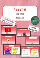 Vorschau - Stundenentwürfe - Adjektive - Erklärvideo - Klasse 2/3 - für das Distanzlernen geeignet - Deckblatt
