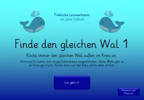 Vorschau - Spiele - Konzentrationsspiel - Finde den gleichen Wal 1 - Seite 1