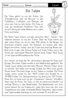 Vorschau - Arbeitsblätter - Sachtext: Tulpe / Tulpenjahr mit Fragen zum Text - auch als Lesekonferenz geeignet - Seite 1