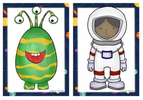 Vorschau - Bildkarten - Bildkarten zum Thema space Flashcards Wortkarten aliens - Seite 1