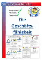 Vorschau - Stundenentwürfe - Die Geschäftsfähigkeit Wirtschaft und Recht 8 II Lehrplan Plus - Deckblatt