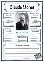 Vorschau - Arbeitsblätter - Künstler Steckbrief Claude Monet - Deckblatt